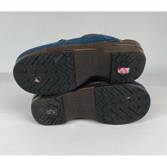 Dansko Womens Blue Nubuck Leather Mules Slip On Shoes Size 37/6.5-7 Clog - Picture 4 of 13